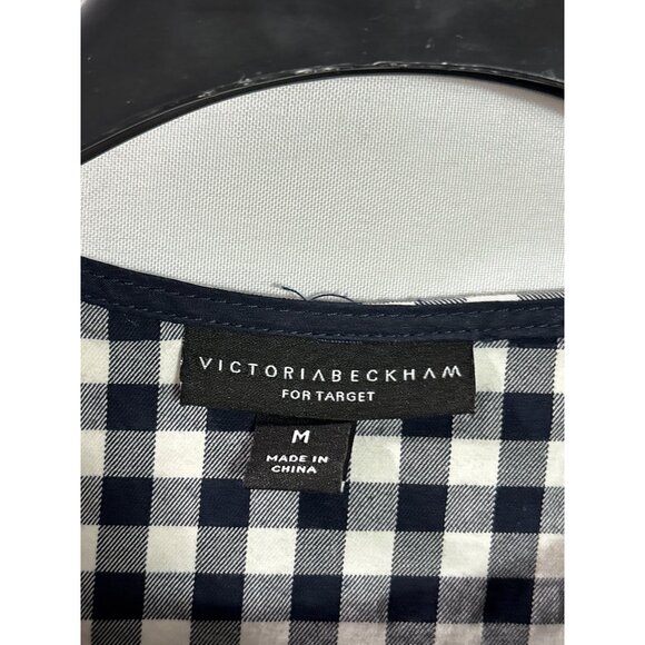 Victoria Beckham For Target Gingham Checkered Peplum Top M Black White - Picture 3 of 5